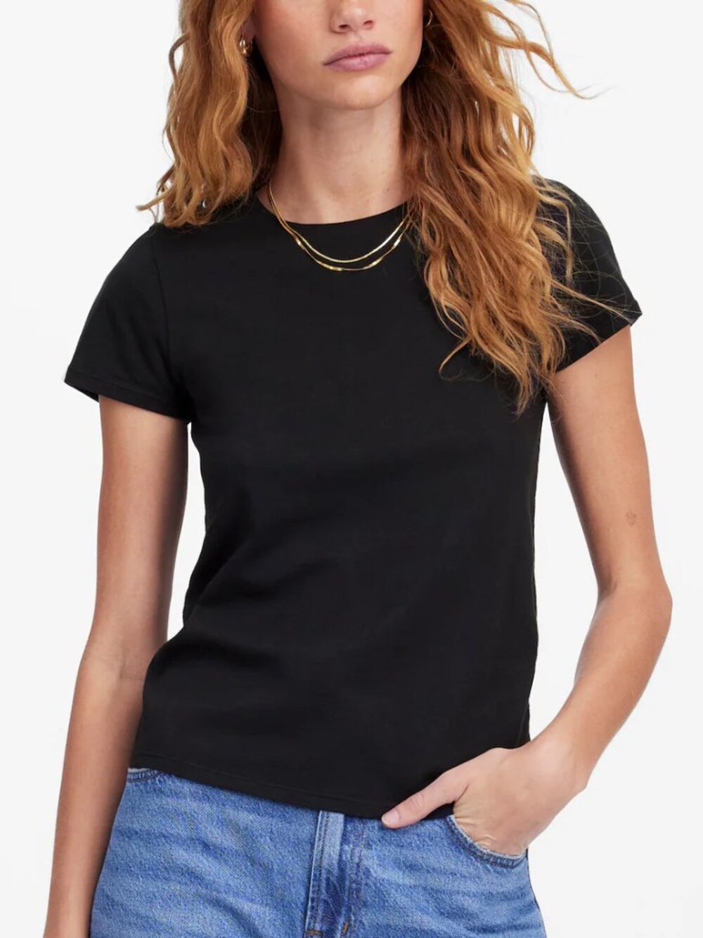 Madewell Essential Slim Tee Lightweight Cotton Jersey Black Size XS